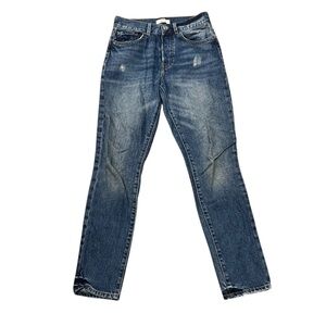 Forever 21 Button Fly Skinny Ankle Distressed Rough Hem Jeans Size 24